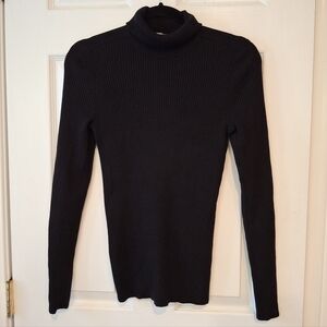 Everlane Ribbed Knit Wool Blend Black Turtleneck Sweater Womens M Capsule Career